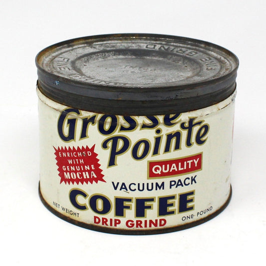 Tins, Coffee Can, Grosse Pointe Collectible Coffee Can, Key Wind, 1 lb, Vintage, SOLD