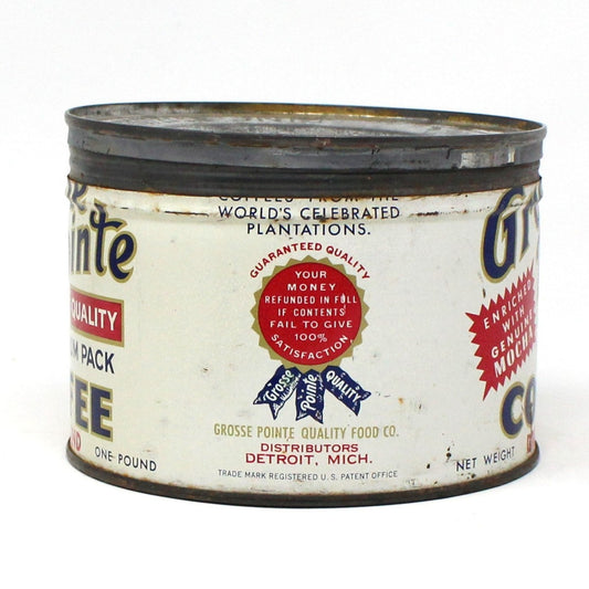 Tins, Coffee Can, Grosse Pointe Collectible Coffee Can, Key Wind, 1 lb, Vintage, SOLD