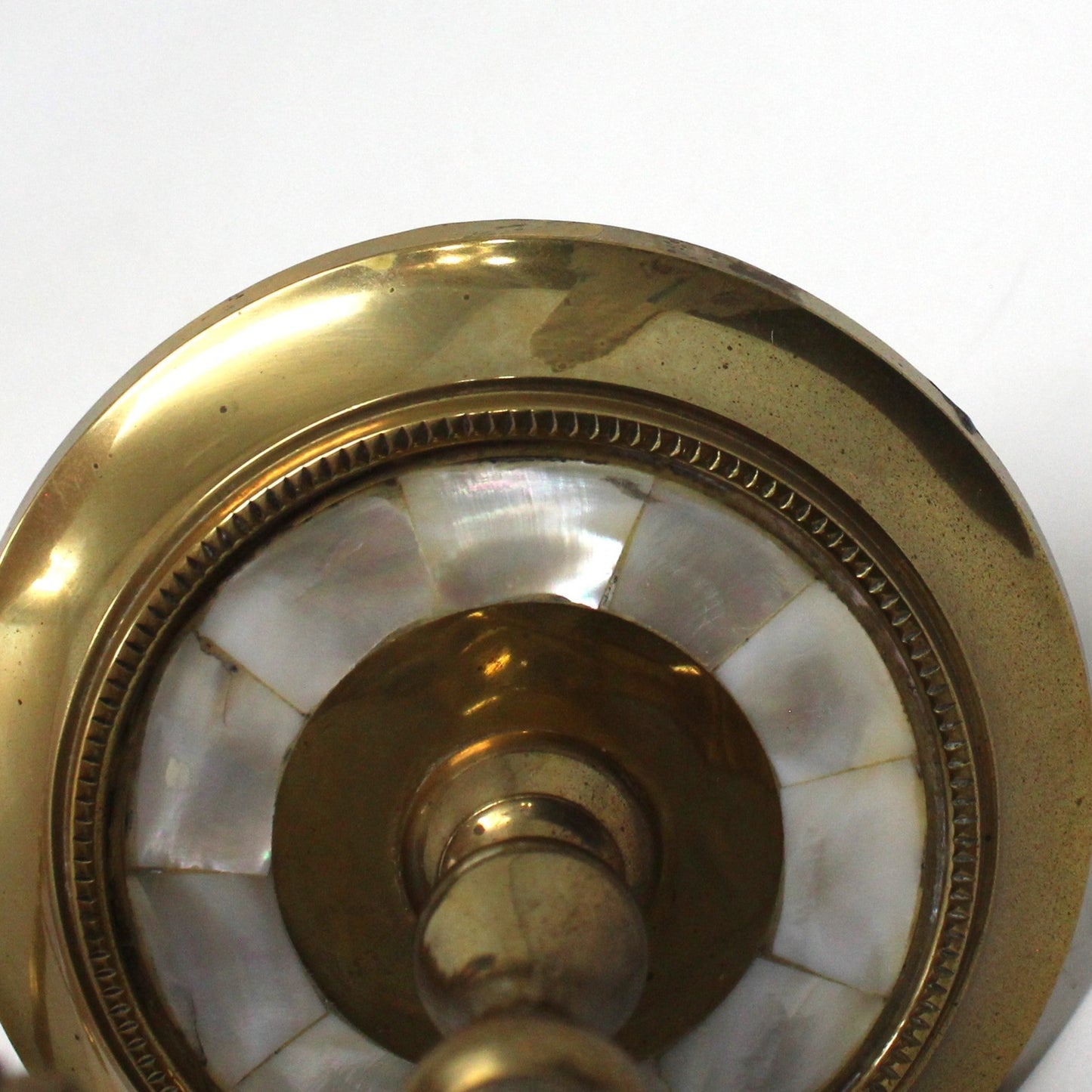 Candle Holders / Sconces, Brass & Mother of Pearl Inlay, Set of 2, Vintage, SOLD