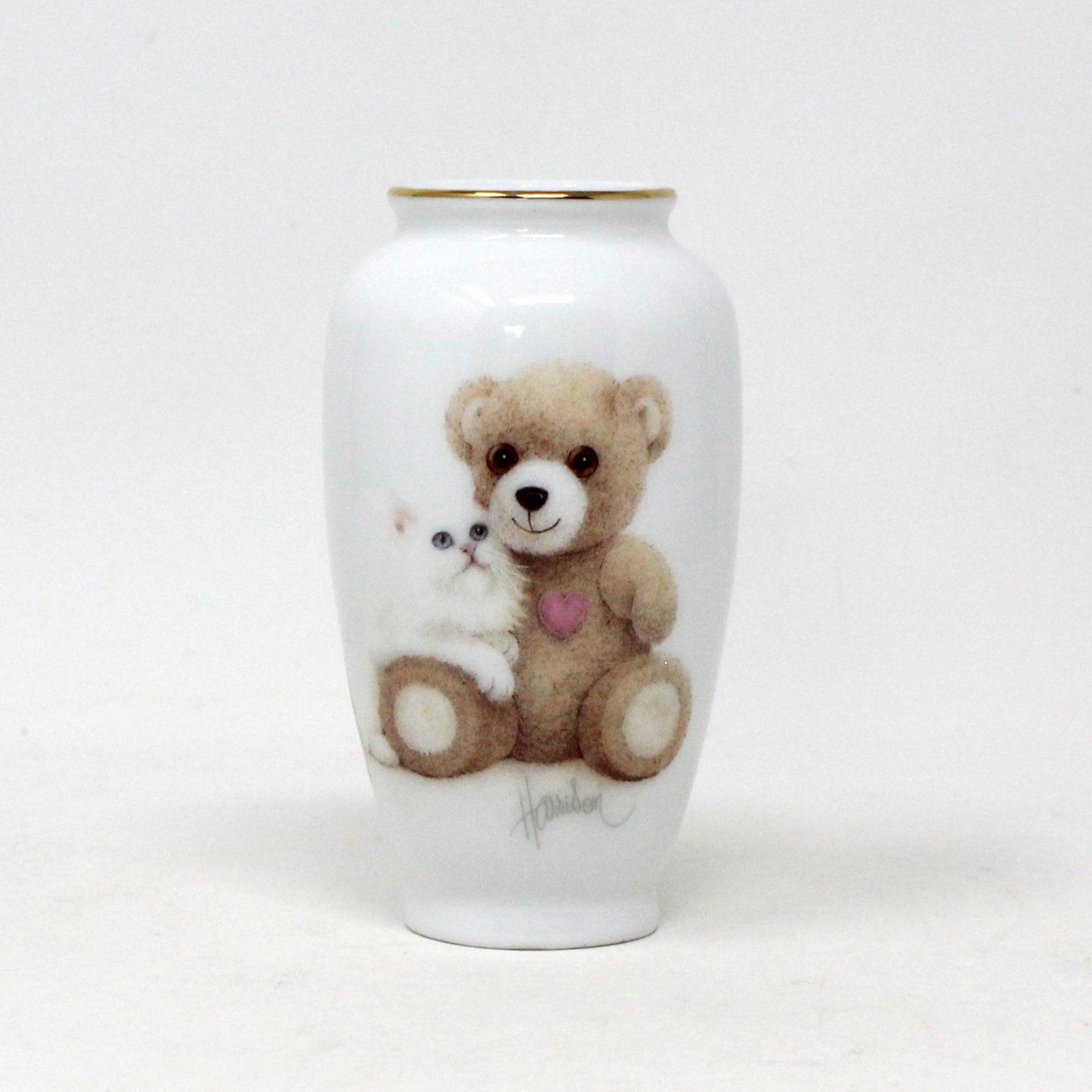 Vase, OMC Otagiri, Bear with Cat, Bob Harrison Designs, Set of 3, Japan, Vintage