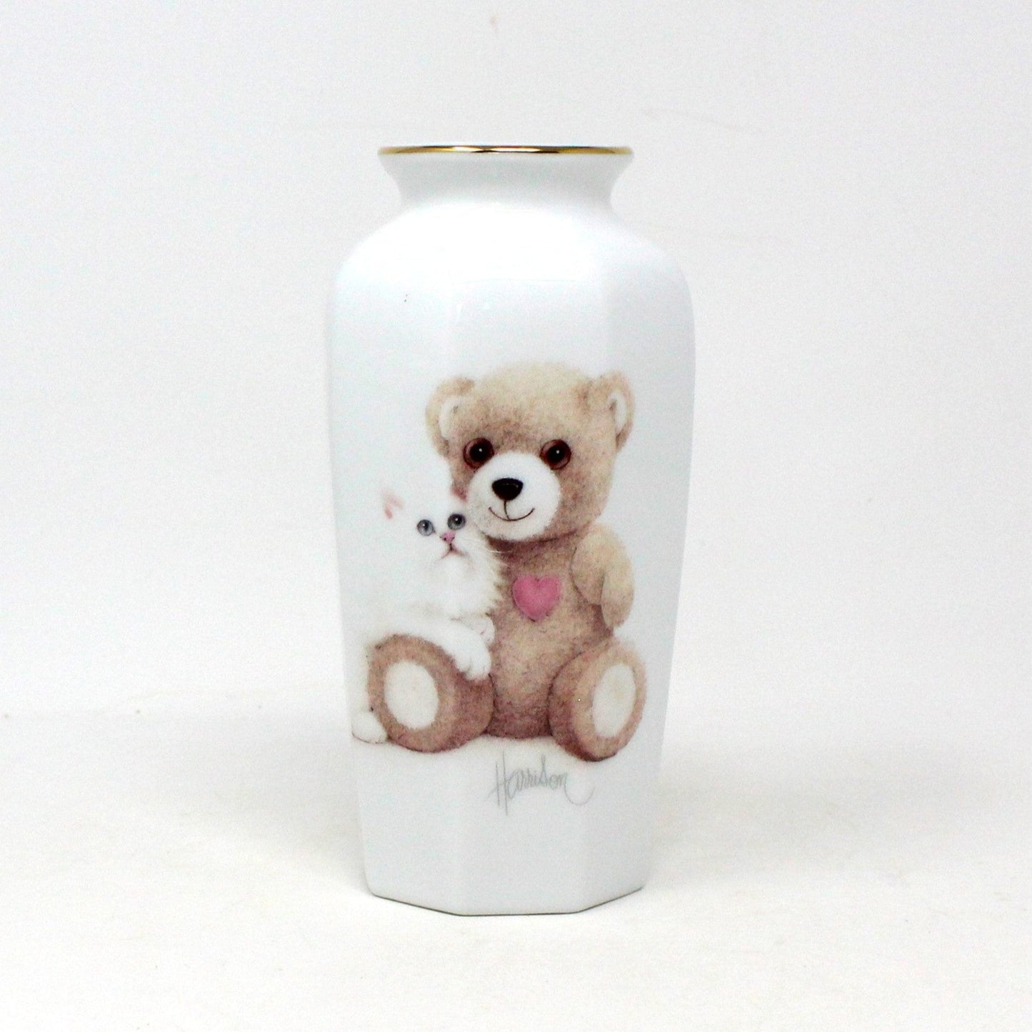Vase, OMC Otagiri, Bear with Cat, Bob Harrison Designs, Set of 3, Japan, Vintage
