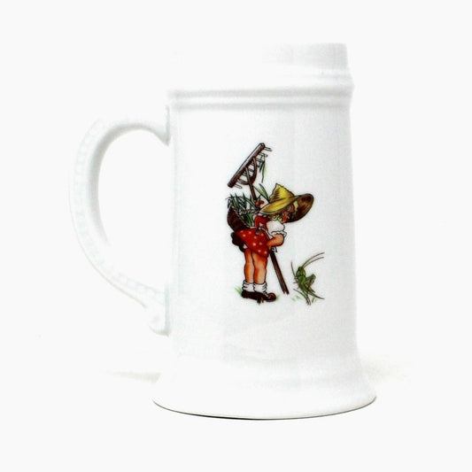 Beer Mug, Gerold Porzellan, Umbrella Girl Harvest, West Germany Porcelain, Vintage