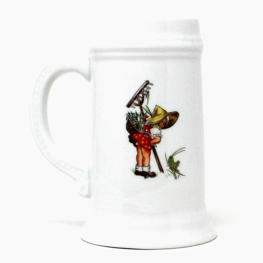 Beer Mug, Gerold Porzellan, Umbrella Girl Harvest, West Germany Porcelain, Vintage