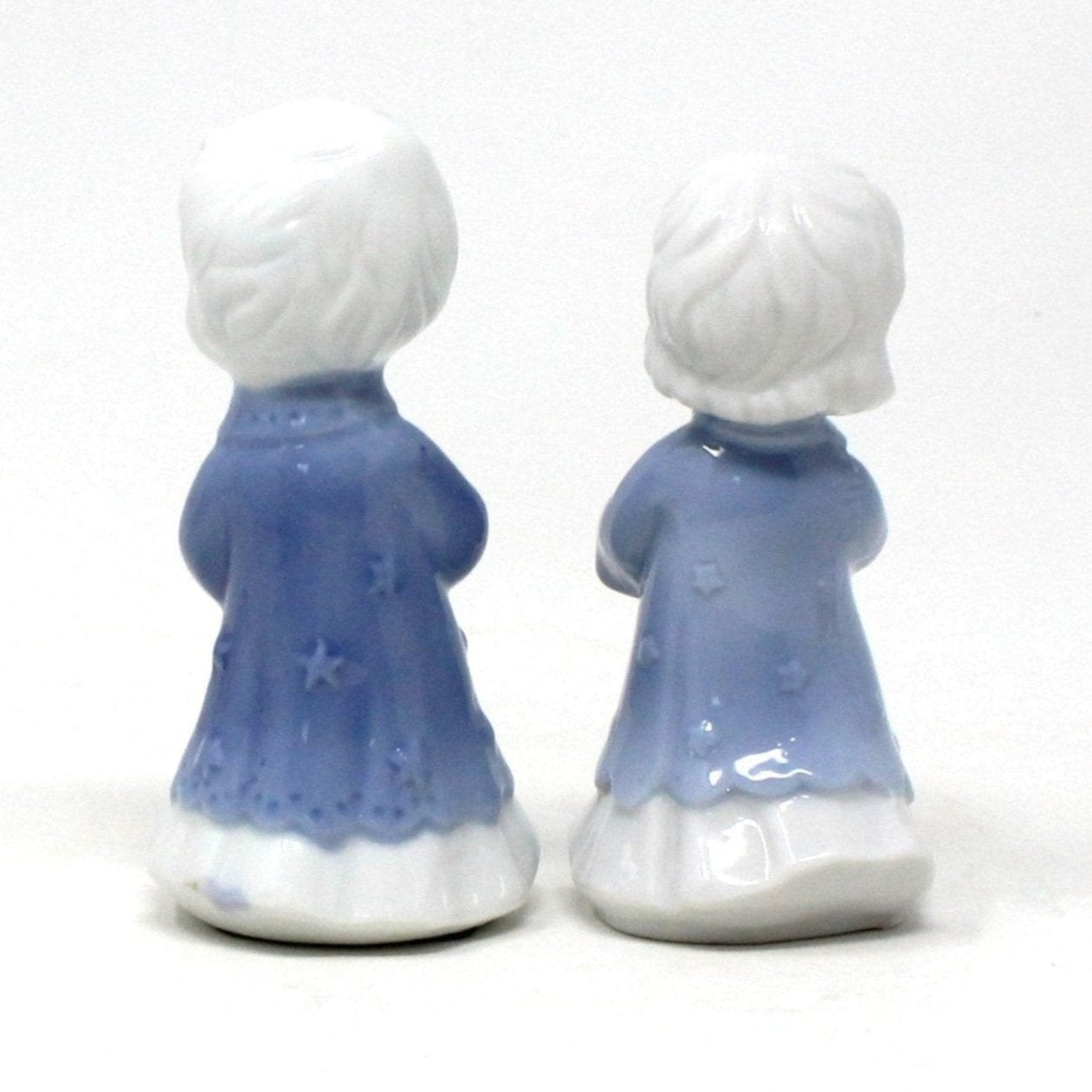 Candle Holders, Berman & Anderson Caroler Figurines, Porcelain, Blue & White, Vintage