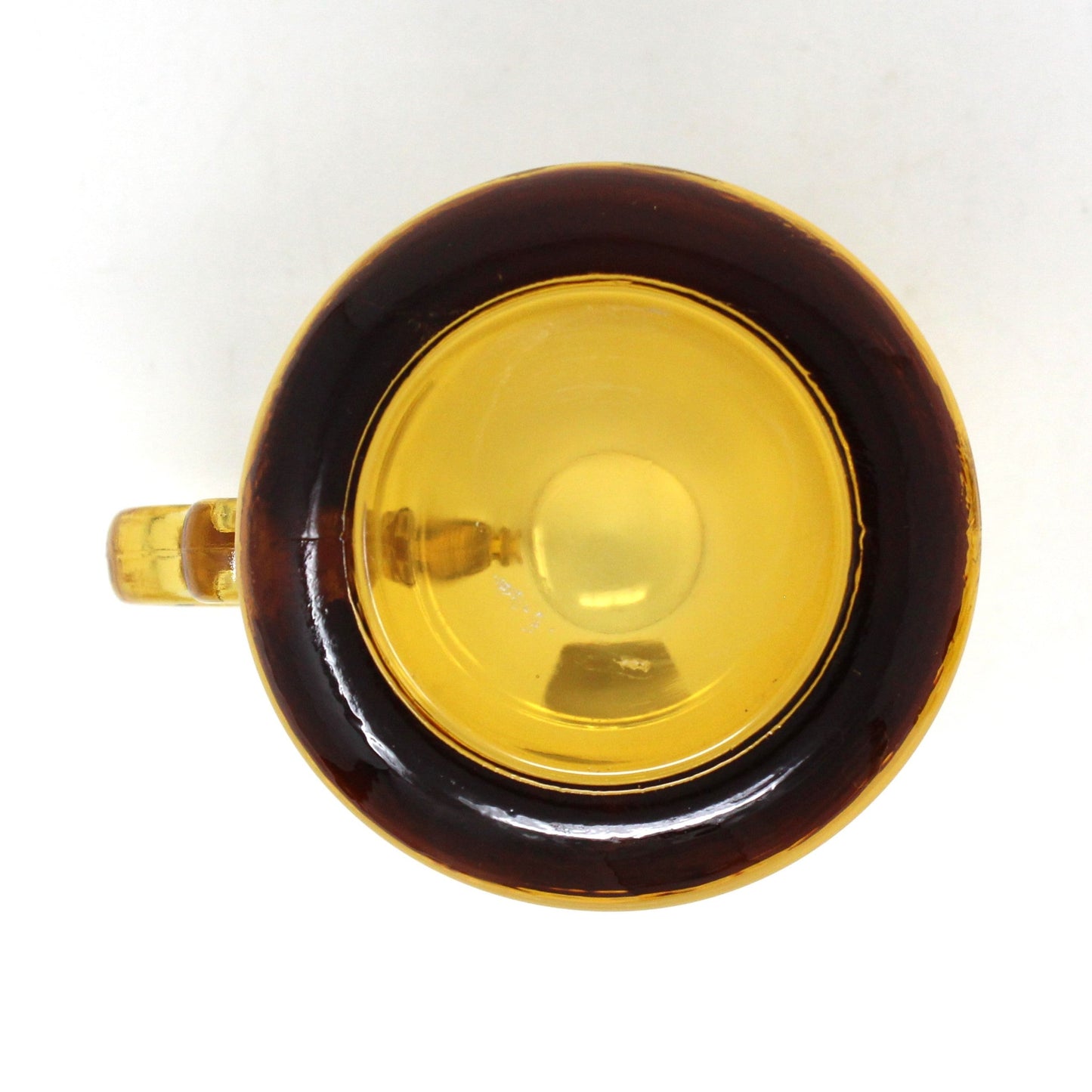 Beer Mug, Two Finger / Knuckle Handle Design, Amber Glass Wolf Shield Crest, Vintage
