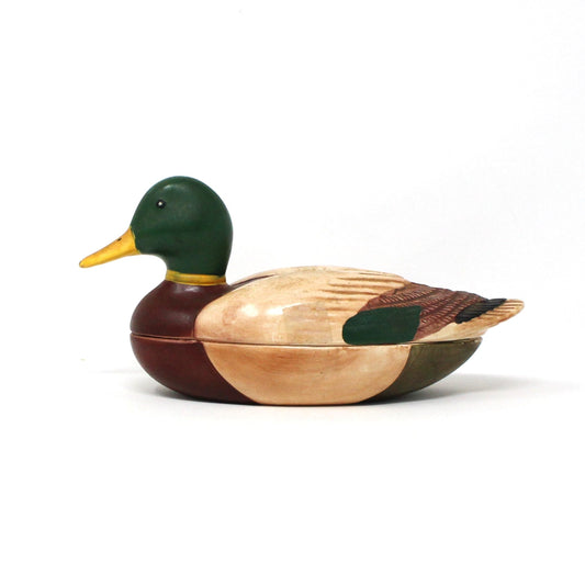 Trinket Box, Avon, Mallard Box, Mallard Duck Ceramic Dish, Hand Painted, Vintage
