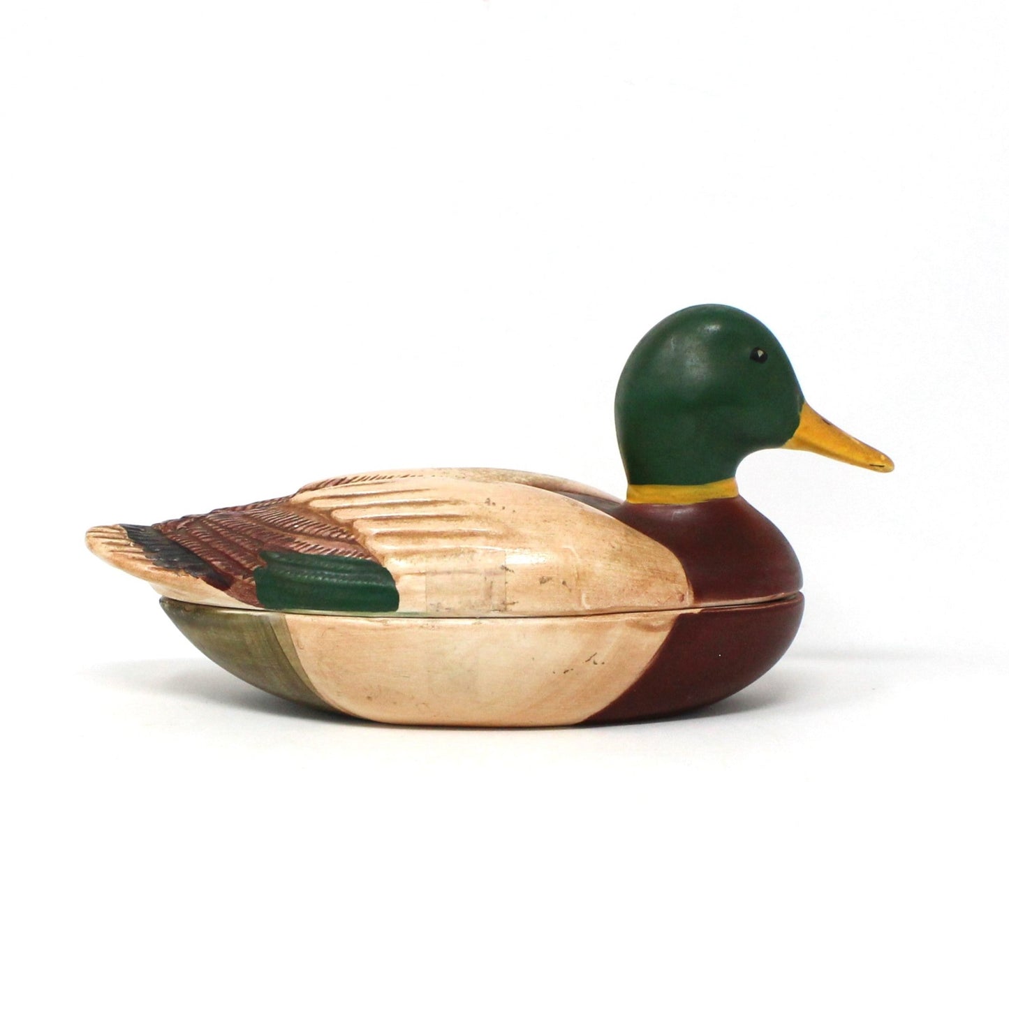 Trinket Box, Avon, Mallard Box, Mallard Duck Ceramic Dish, Hand Painted, Vintage