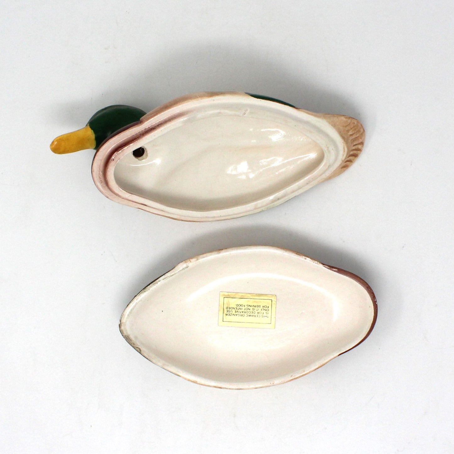 Trinket Box, Avon, Mallard Box, Mallard Duck Ceramic Dish, Hand Painted, Vintage