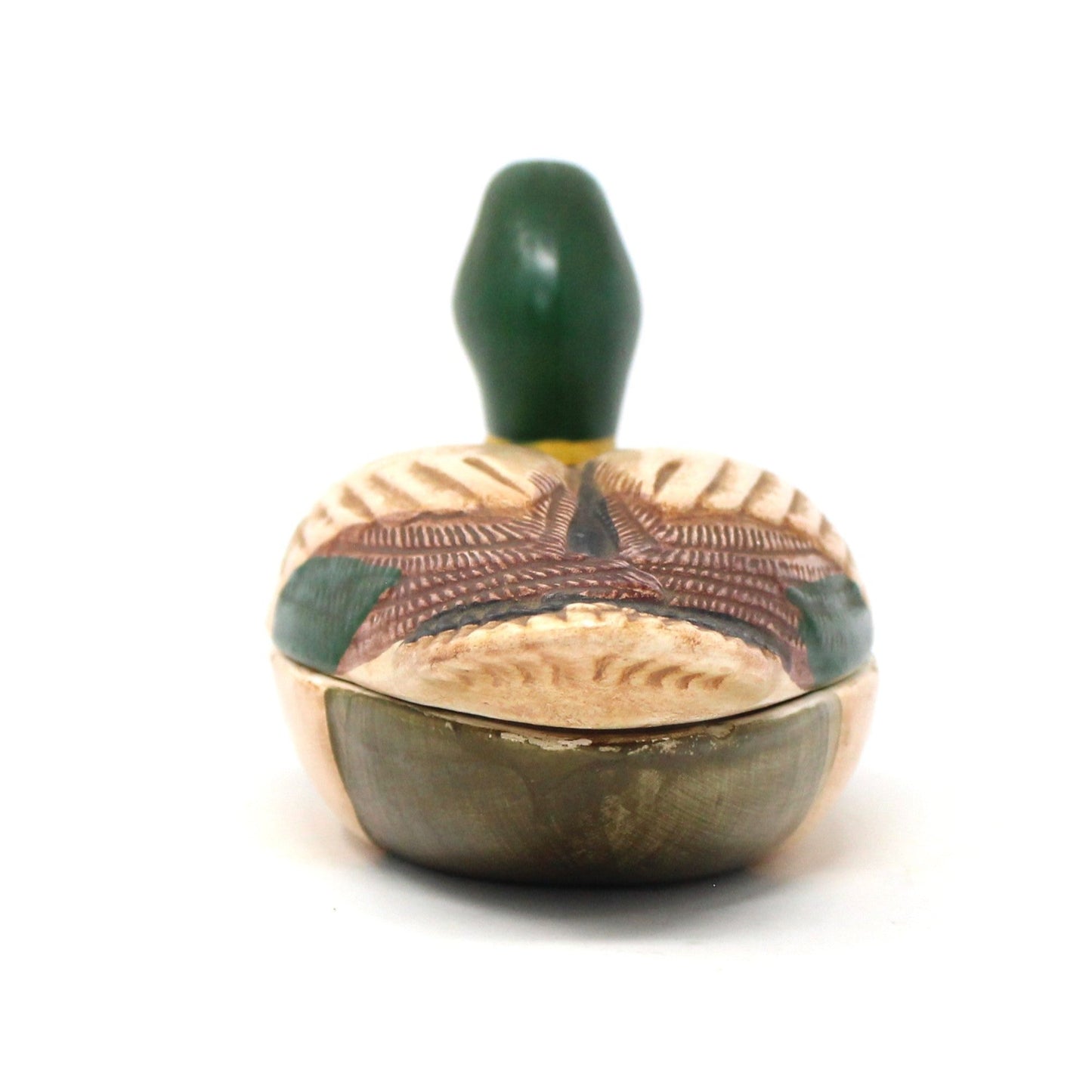 Trinket Box, Avon, Mallard Box, Mallard Duck Ceramic Dish, Hand Painted, Vintage