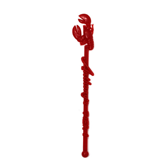 A vintage swizzle stick with a red lobster, from Anthony's Pier 4 in Boston