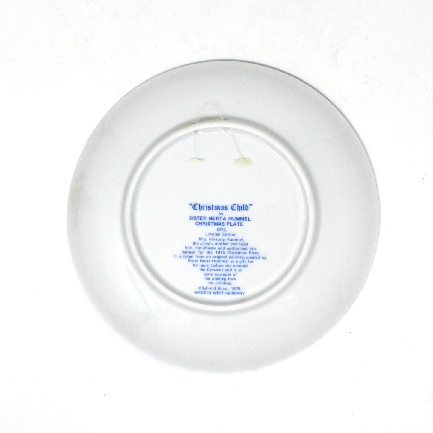 Decorative Plate, Schmid Brothers, Christmas Plate Hummel 1975, Collector Series, in Box, Vintage
