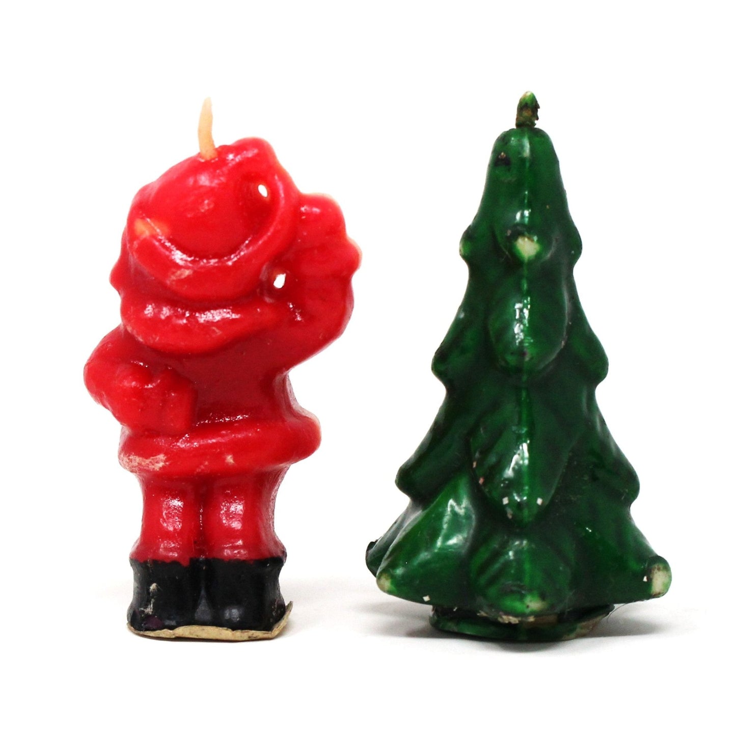 Candle, Gurley Novelty, Figural Santa & Christmas Tree Candles, Set of 2, Vintage Collectibles