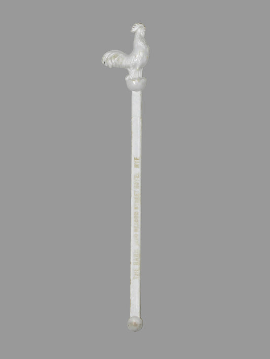 Swizzle Stick Drink Stirrer, The Barn 1200 Beacon Street Hotel Brookline, White Rooster, Vintage 1950s