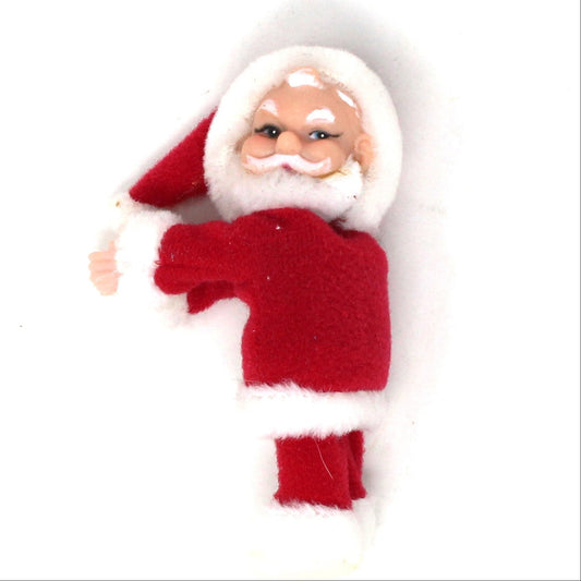 Candle Hugger, Candle Climber Santa, Mid Century, RARE, Fabric & Plastic, Vintage Christmas Collectible