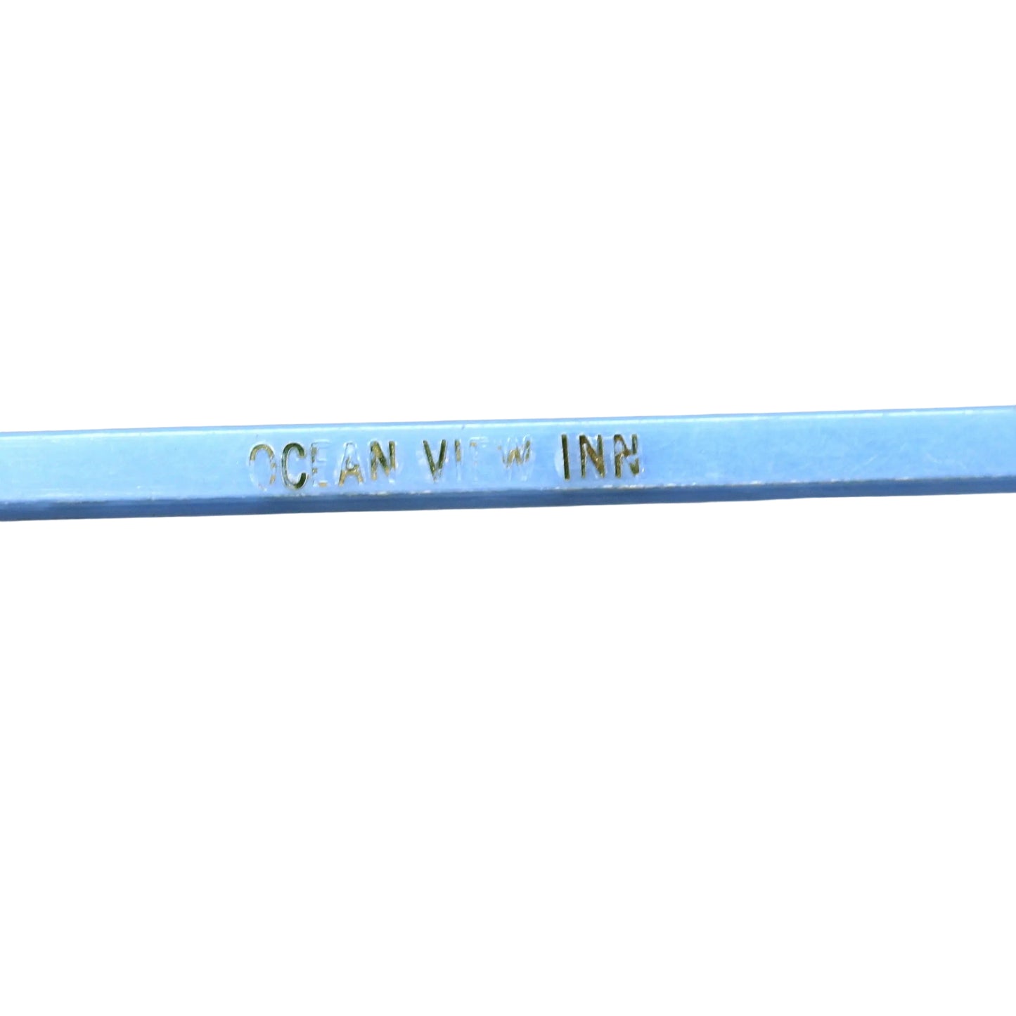 Swizzle Stick Drink Stirrer, Ocean View Inn, Light Blue Flatback Rooster, Vintage 1960s