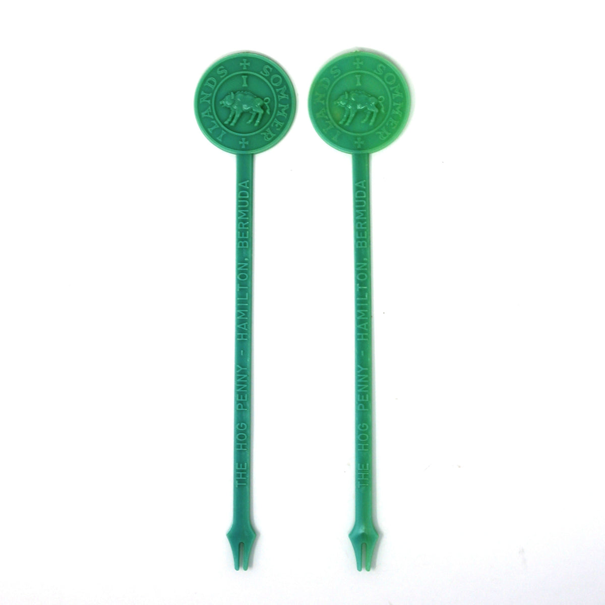 Swizzle Stick Drink Stirrer, The Hog Penny Hamilton Bermuda, Hogge Money Coin Pig, Vintage 1960s