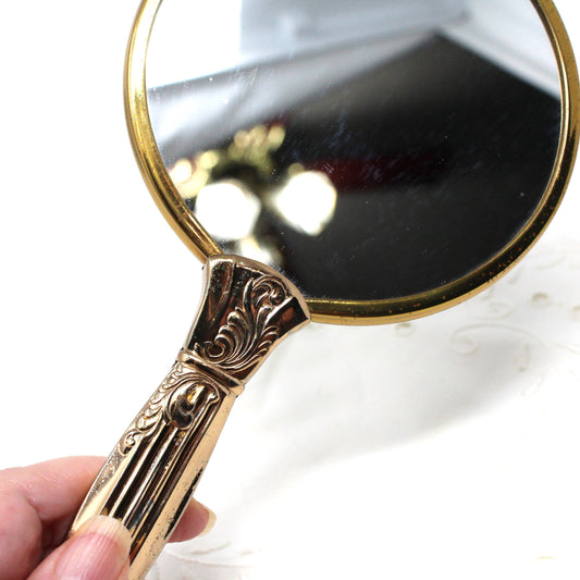 Mirror, Hand Mirror, Art Deco Style, Two Sided with Magnification, Vintage