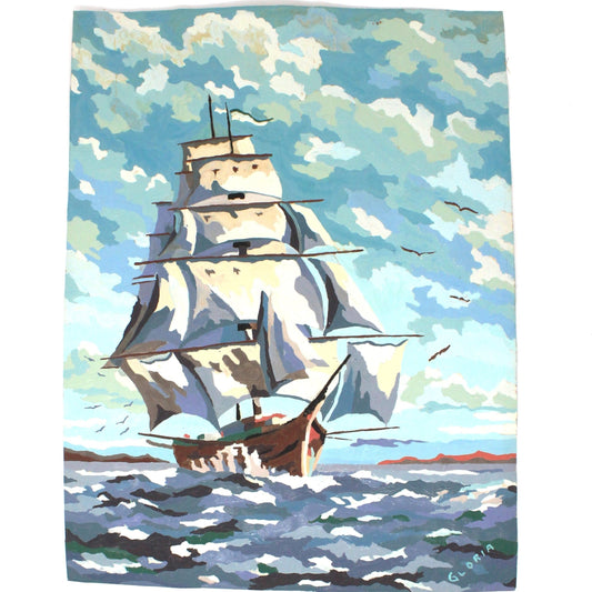Paint by Number, Clipper Ship Sailboat, Craft Master, 16 x 12, Vintage, Mid Century
