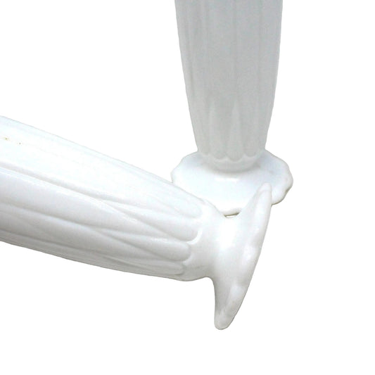 Salt and Pepper Shakers, Hazel Atlas, Newport Platonite White with Metal Lids, Milk Glass, Vintage