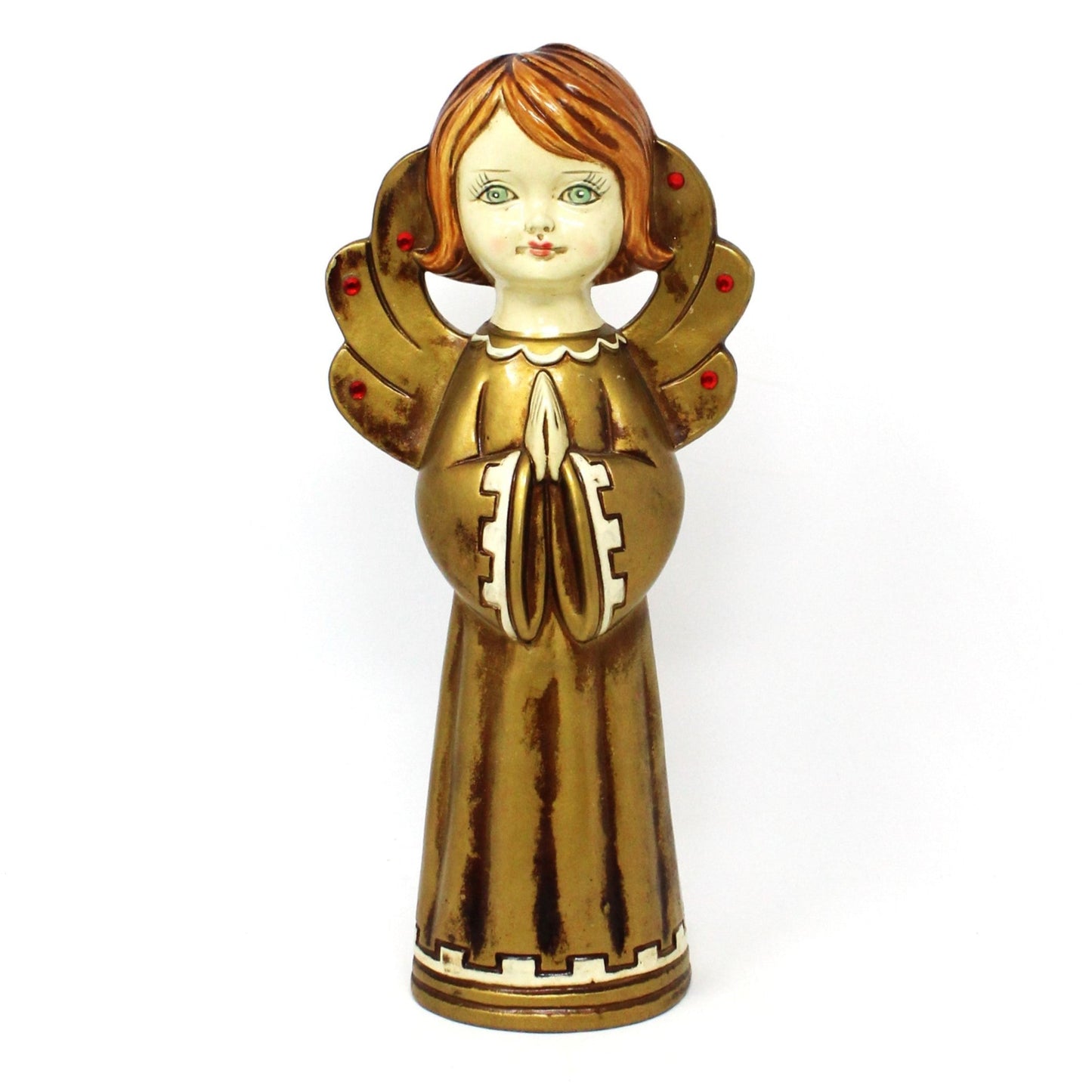 Figurine, Dickson, Choir Angels with Rhinestones, Papier Mache, Set of 2, Vintage Japan