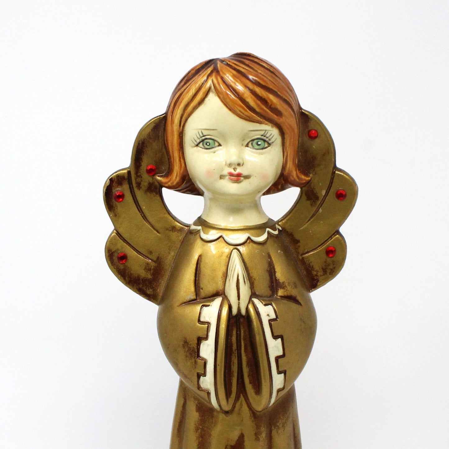 Figurine, Dickson, Choir Angels with Rhinestones, Papier Mache, Set of 2, Vintage Japan