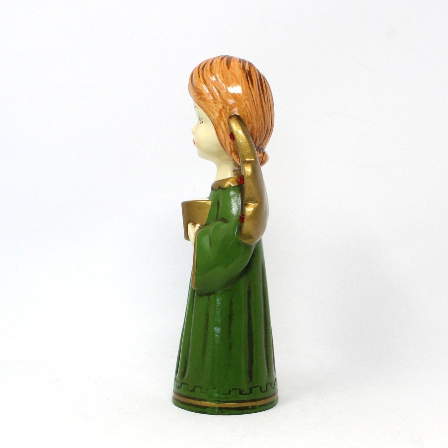 Figurine, Dickson, Choir Angels with Rhinestones, Papier Mache, Set of 2, Vintage Japan