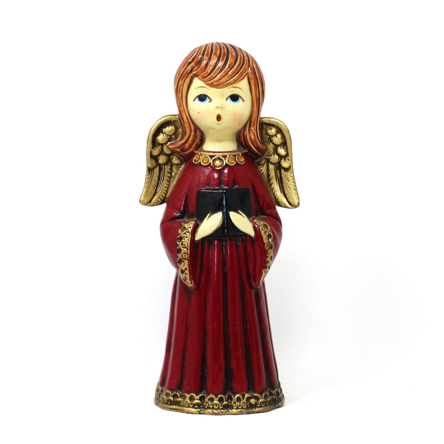 Figurine, Ardco, Choir Angel with Rhinestones, Papier Mache, Vintage Christmas Japan