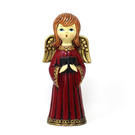 Figurine, Ardco, Choir Angel with Rhinestones, Papier Mache, Vintage Christmas Japan