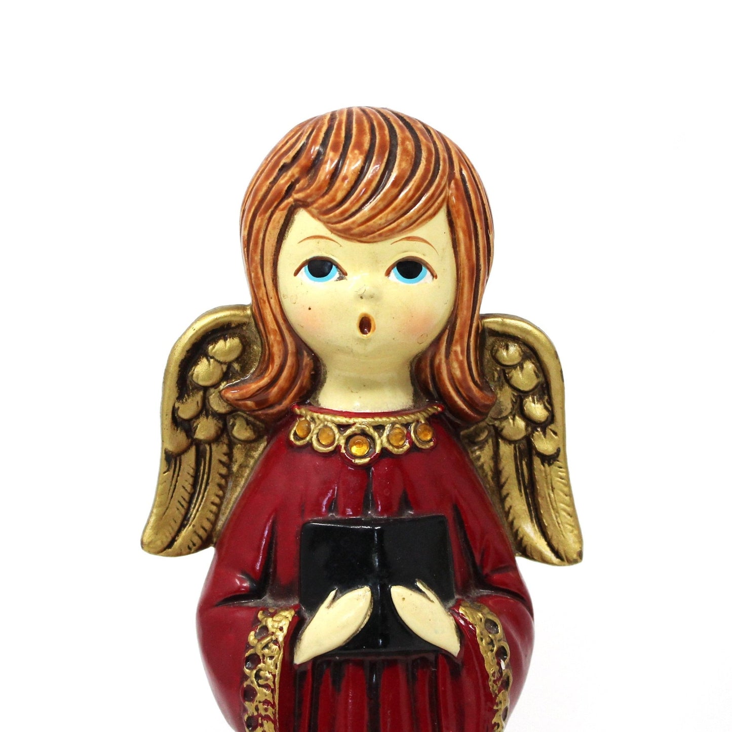 Figurine, Ardco, Choir Angel with Rhinestones, Papier Mache, Vintage Christmas Japan