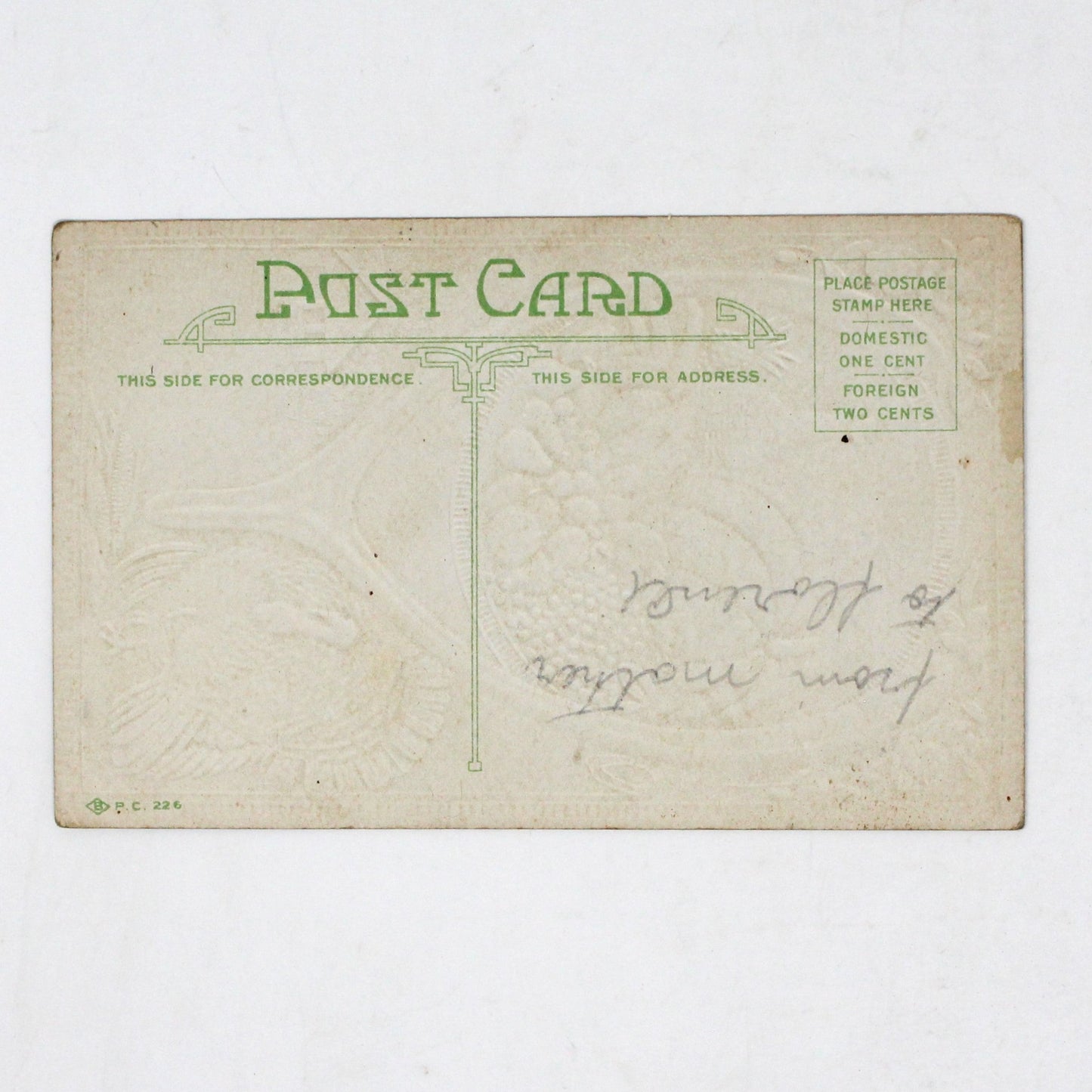 Postcards, Thanksgiving Card, Embossed & Gilded Harvest, Wishbone & Turkey, Thanksgiving Greetings, Antique