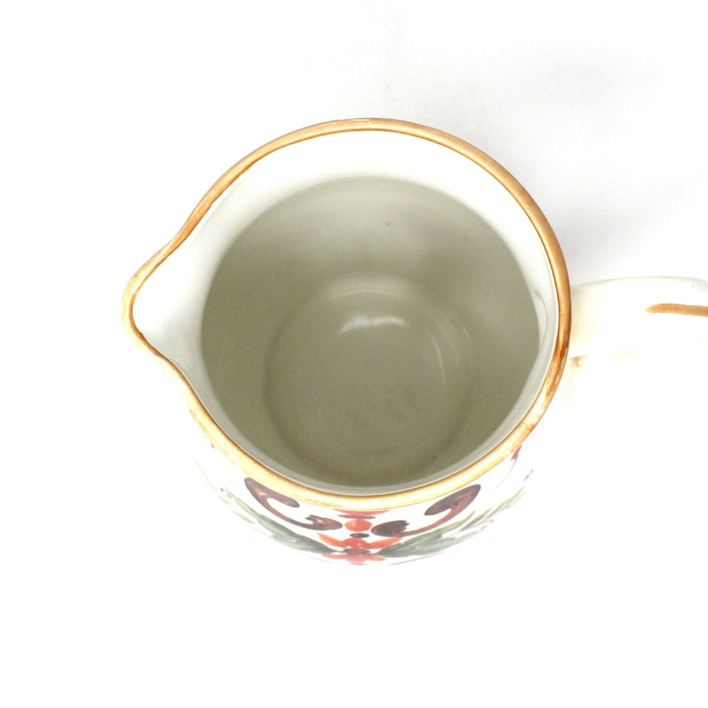 Pitcher, Italian Pottery, Hand Made, Ceramica Cuore, Ramage Scroll Pattern, Servingware, Drinkware