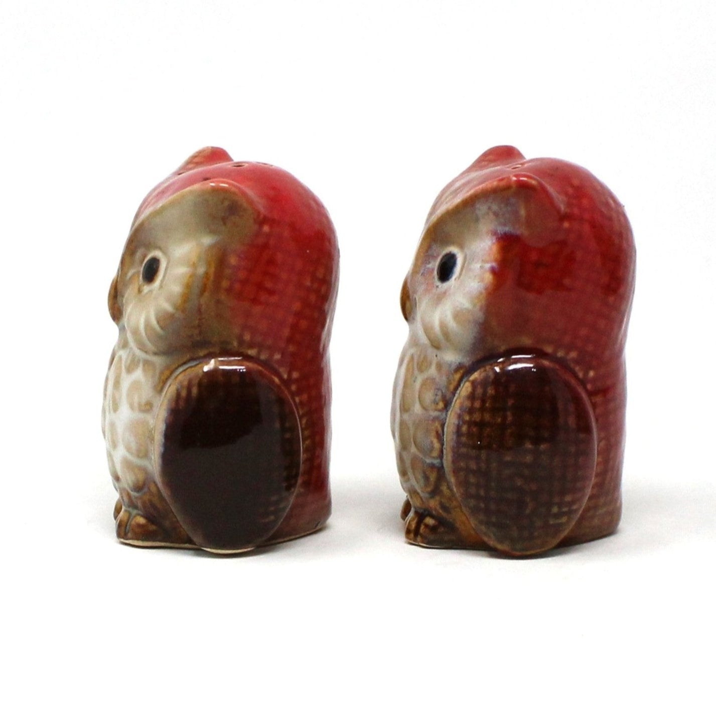 Salt and Pepper Shakers, Owl Shaped Ceramic, Vintage