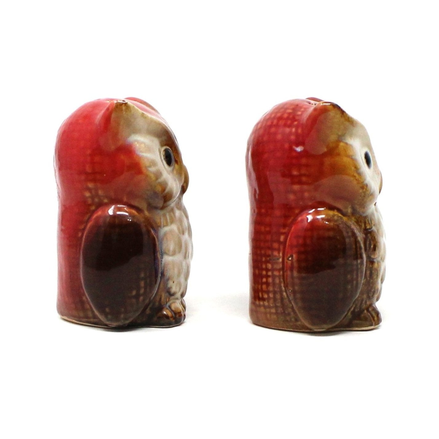 Salt and Pepper Shakers, Owl Shaped Ceramic, Vintage