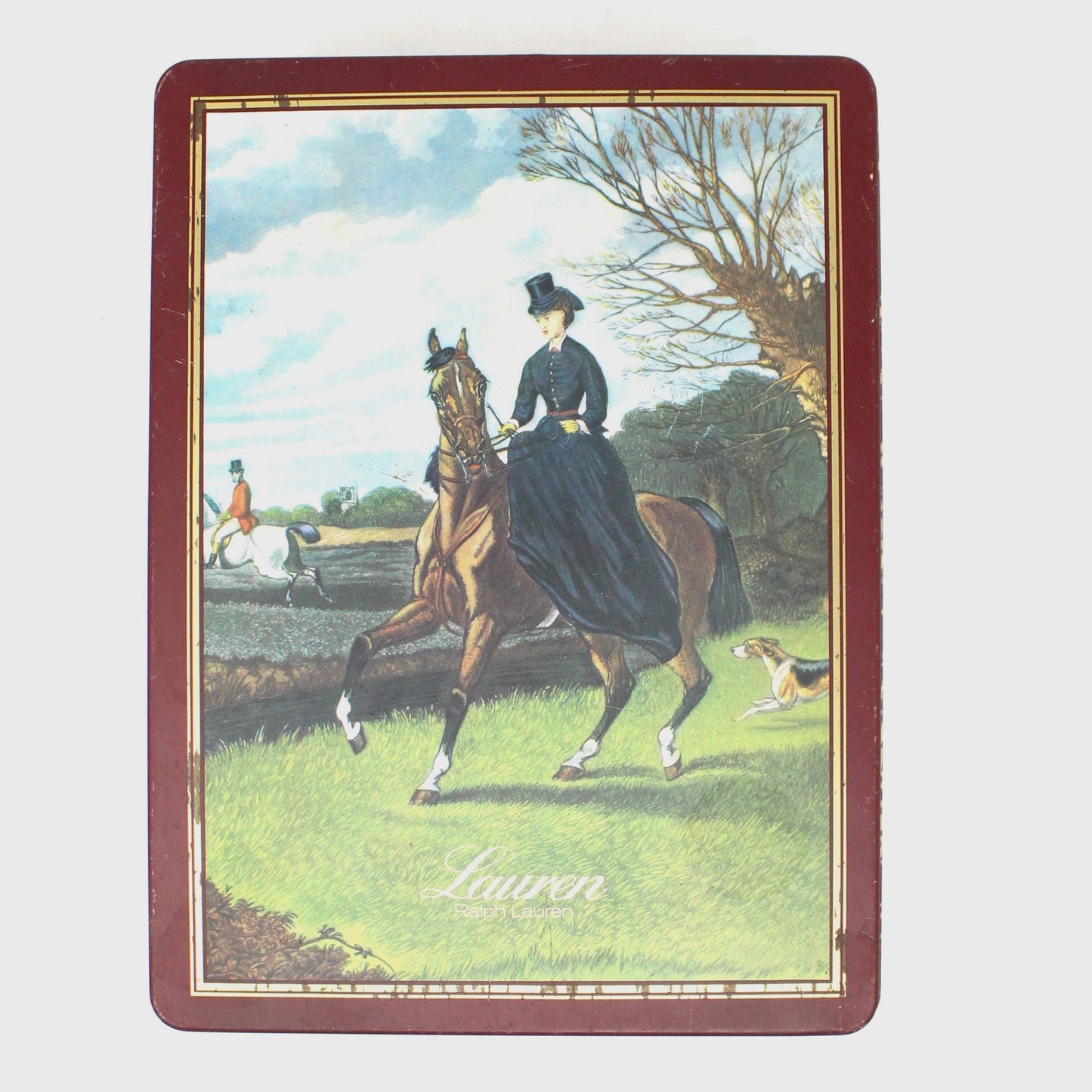 Tins, Gift Tin / Cookie Tin, Ralph Lauren, Equestrian Box, Victorian Woman Riding Horse, John Sturgess, Vintage