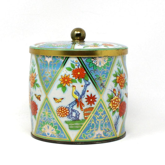 Tins, Gift Tin / Cookie Tin, Daher, Asian Floral Chinoiserie, Vintage, England