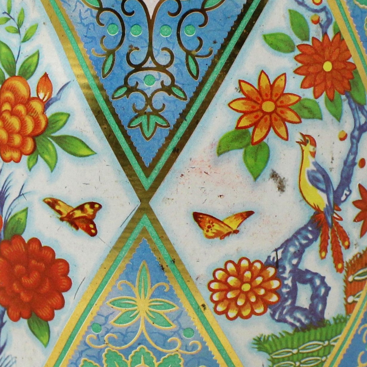 Tins, Gift Tin / Cookie Tin, Daher, Asian Floral Chinoiserie, Vintage, England