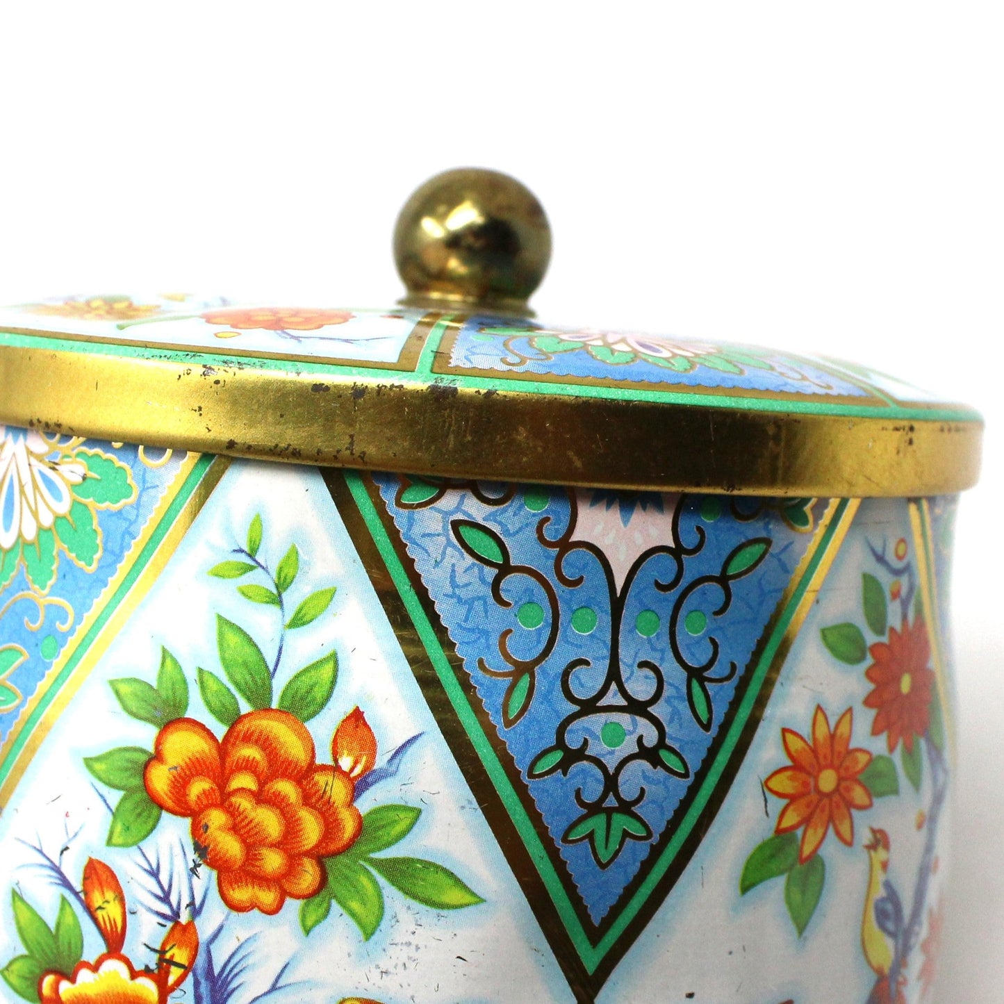 Tins, Gift Tin / Cookie Tin, Daher, Asian Floral Chinoiserie, Vintage, England