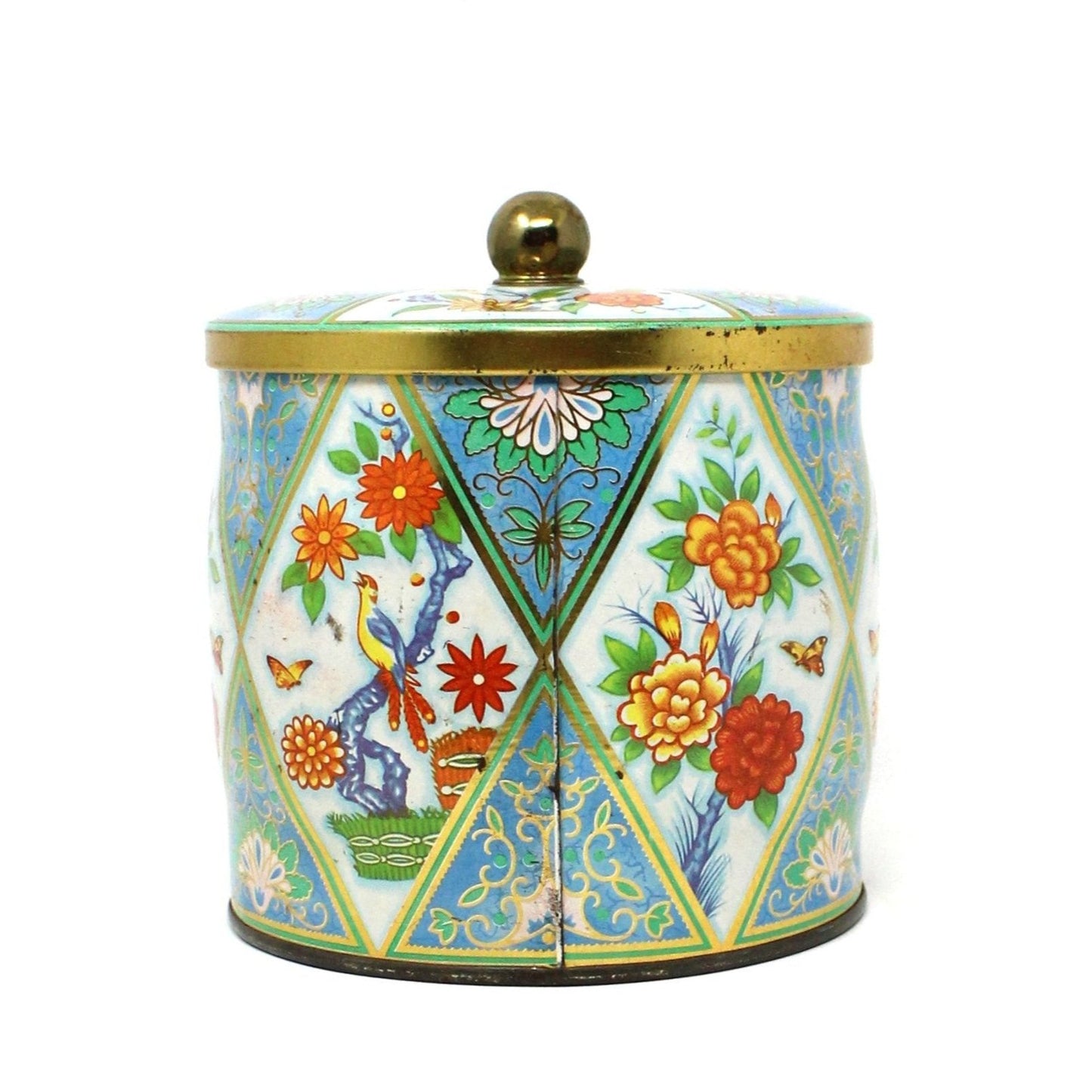 Tins, Gift Tin / Cookie Tin, Daher, Asian Floral Chinoiserie, Vintage, England