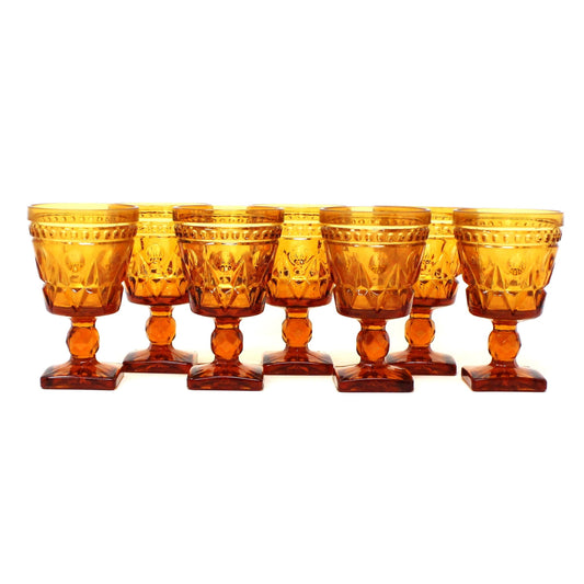Wine Glasses, Colony Glass, Amber Park Lane, Set of 7, Vintage, SOLD