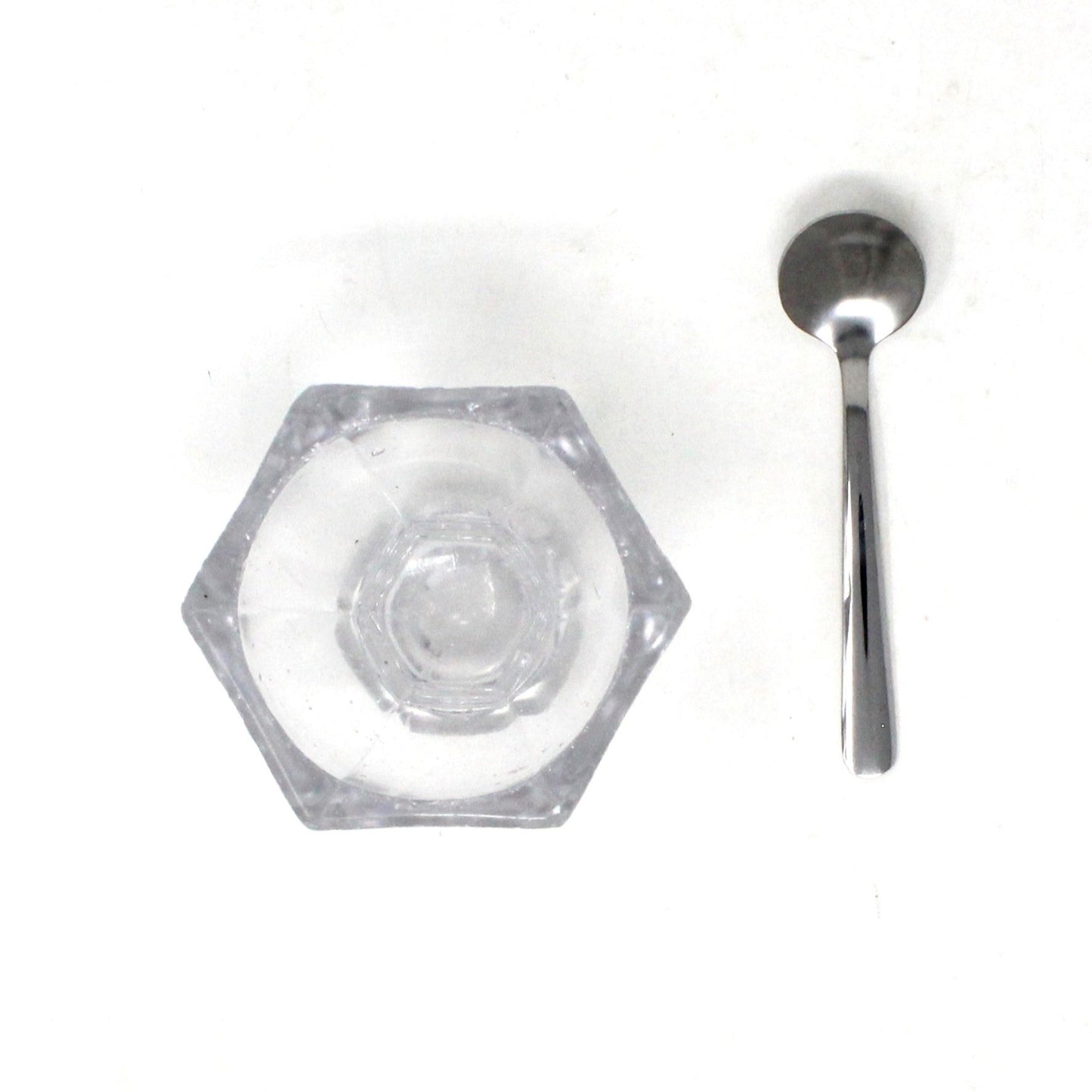 Salt Cellar, Master Salt Dip, Hexagon Pedestal, Blown Glass, Vintage