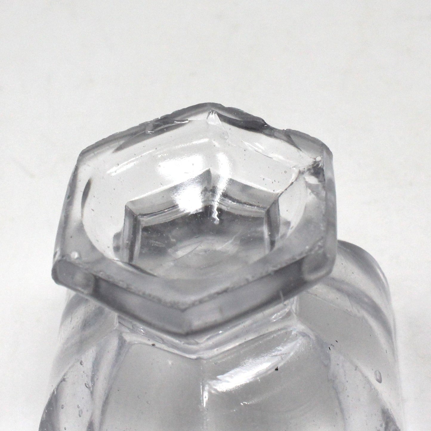 Salt Cellar, Master Salt Dip, Hexagon Pedestal, Blown Glass, Vintage