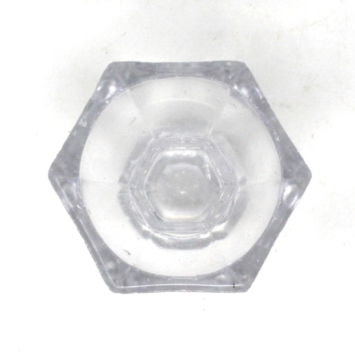 Salt Cellar, Master Salt Dip, Hexagon Pedestal, Blown Glass, Vintage