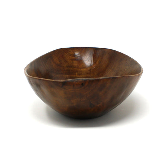 Decorative Bowl: Sculptural Hand-Carved Taverneau Wood, Haiti, Mid-Century Modern, Vintage 1960s