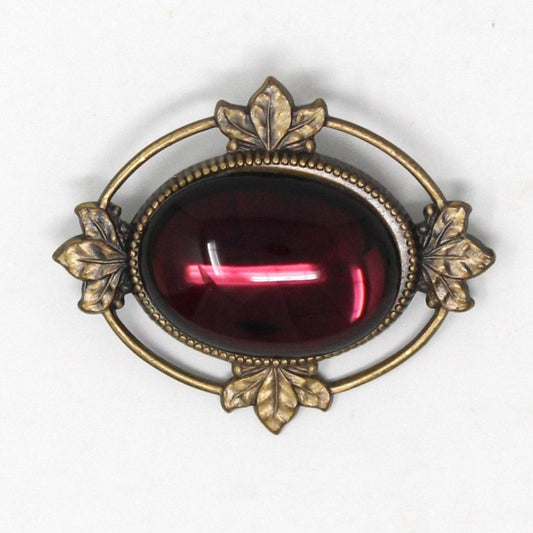 Brooch / Pin, Oval Shaped Brooch, Amethyst Glass Cabochon Jelly, Victorian Style, Vintage