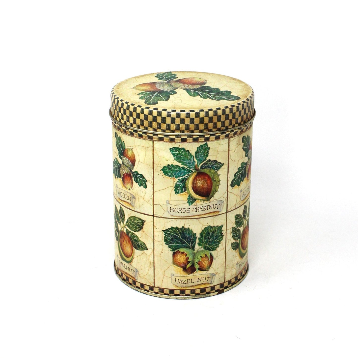 Gift Tin / Candy Tin, Acorns, Hazelnuts, Chestnuts, Vintage, England