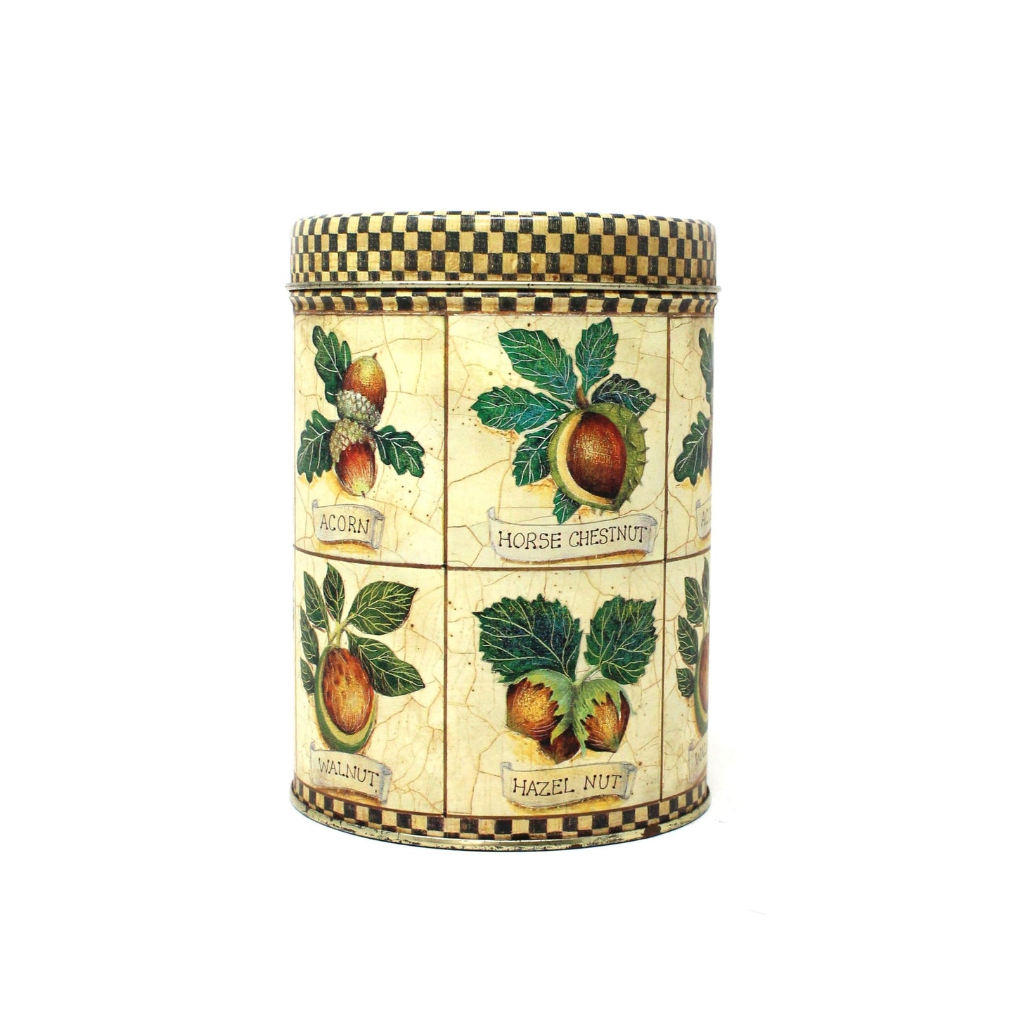 Gift Tin / Candy Tin, Acorns, Hazelnuts, Chestnuts, Vintage, England