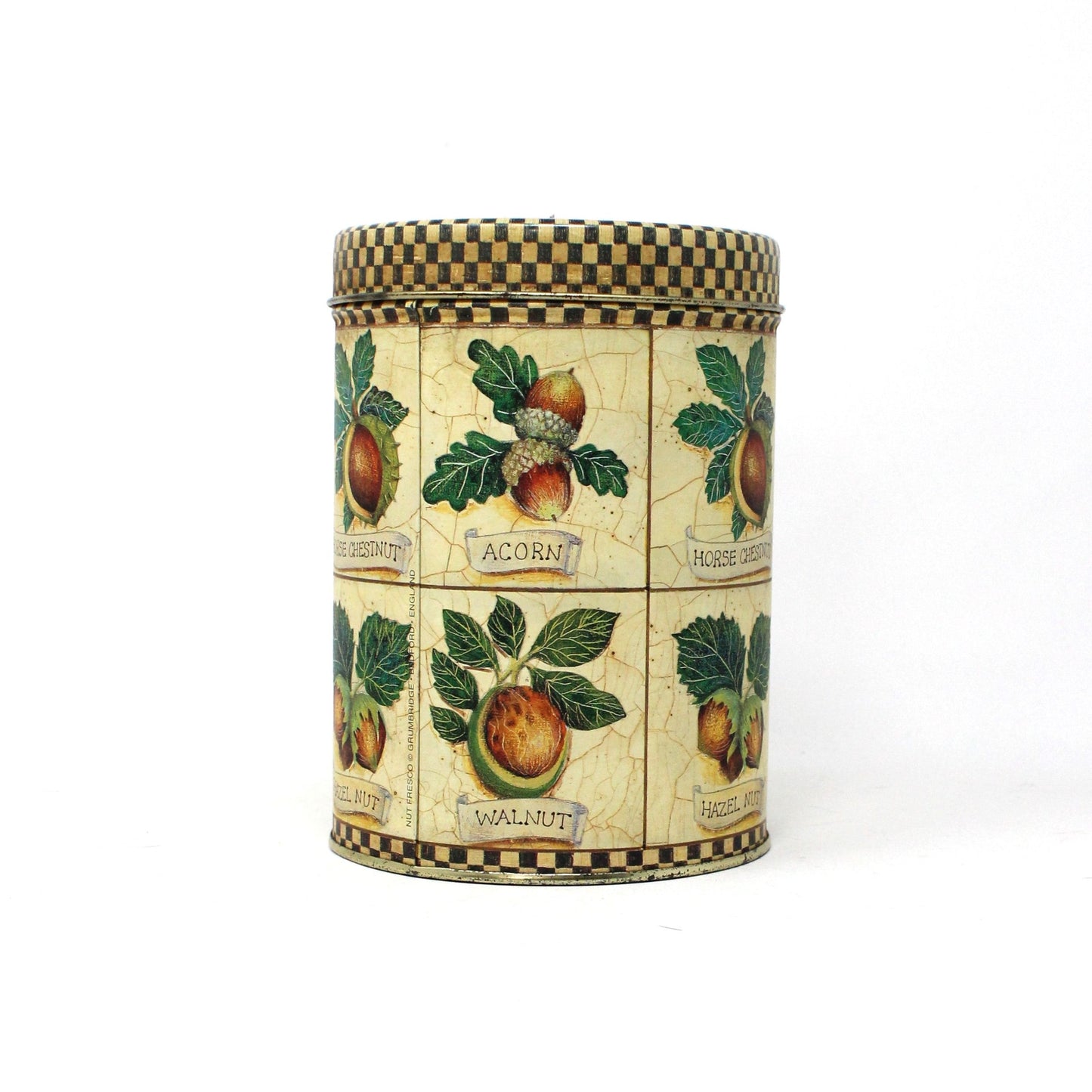 Gift Tin / Candy Tin, Acorns, Hazelnuts, Chestnuts, Vintage, England