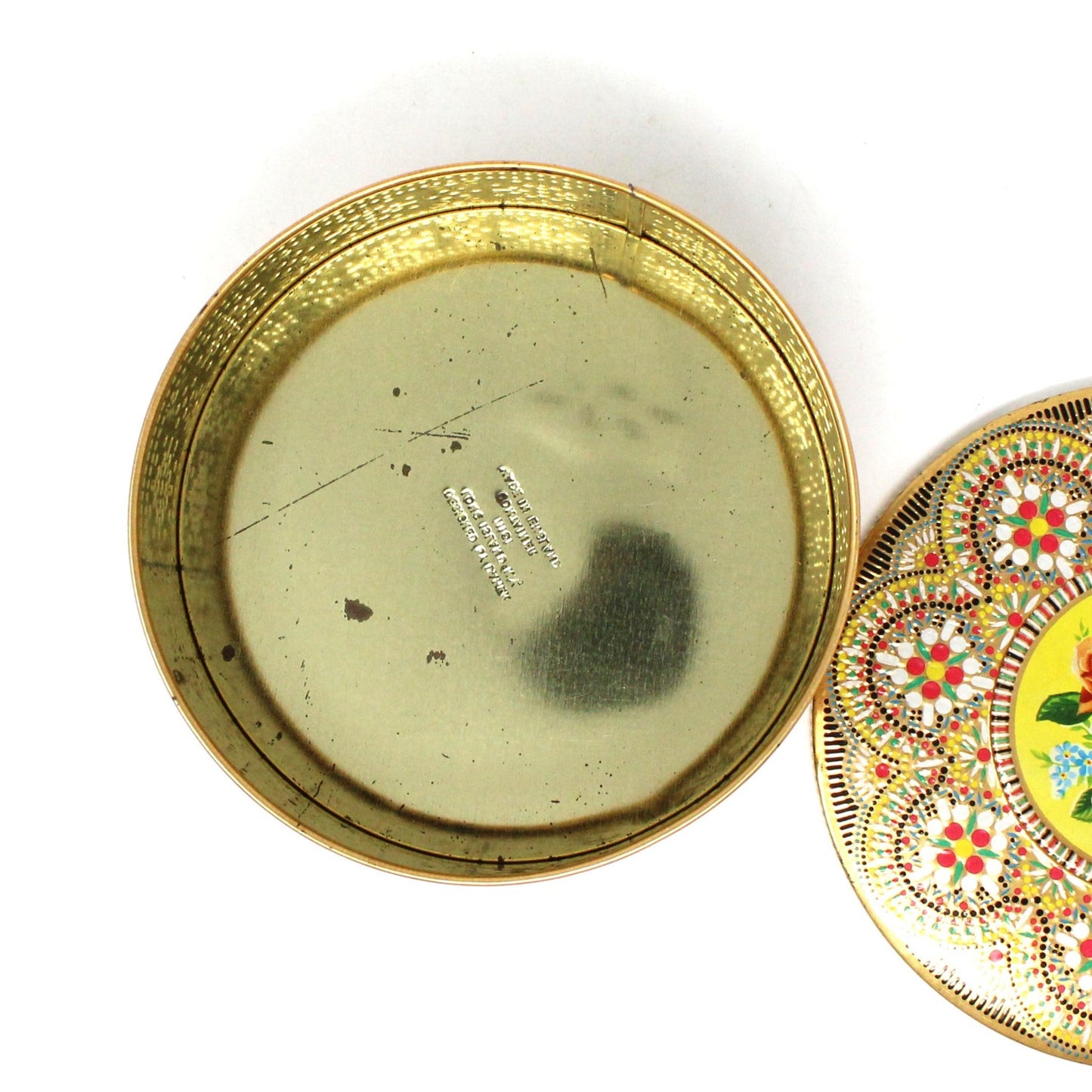 Tins, Gift Tin / Cookie Tin, Daher, Embossed Mosaic Floral Biscuit Tin, Vintage, England