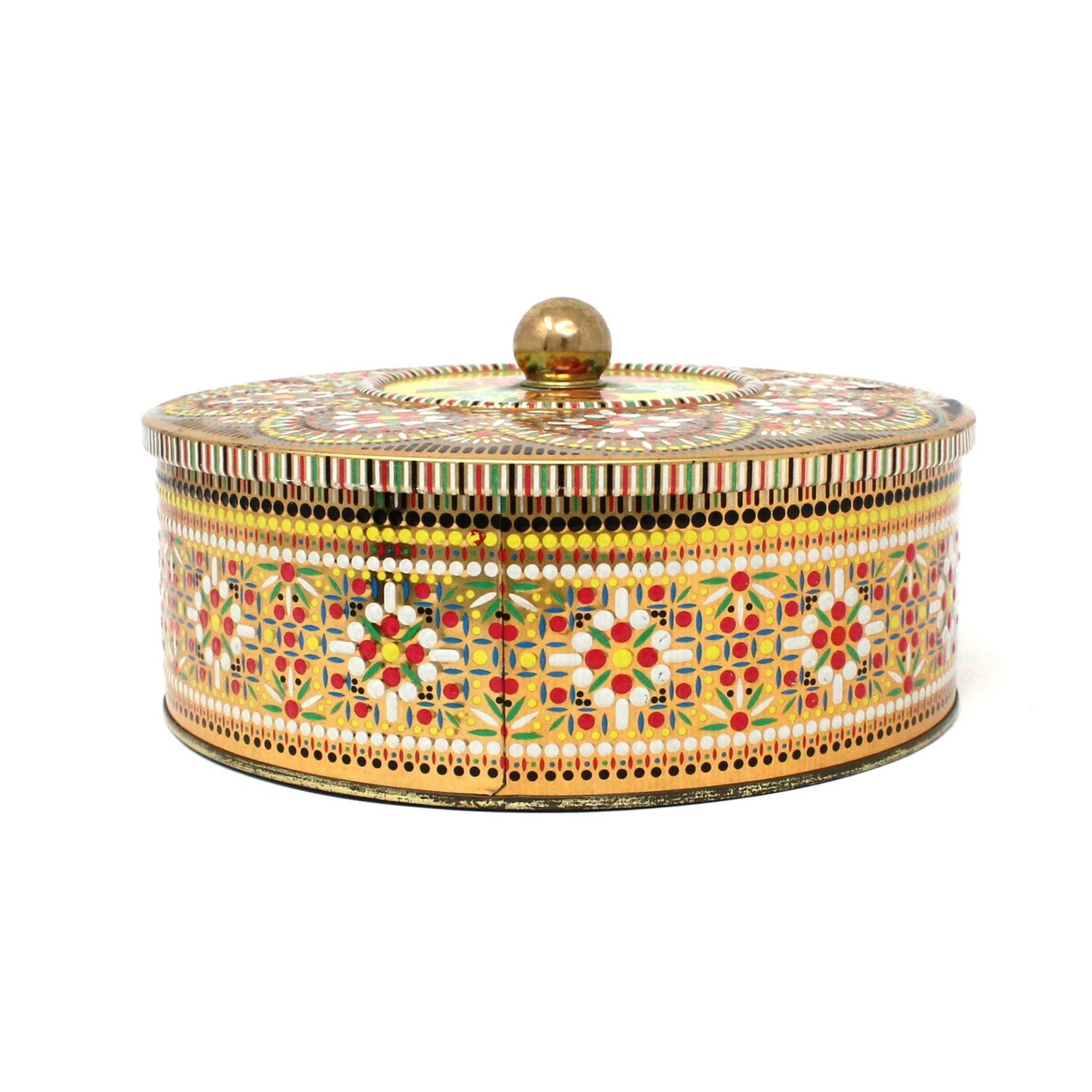 Tins, Gift Tin / Cookie Tin, Daher, Embossed Mosaic Floral Biscuit Tin, Vintage, England