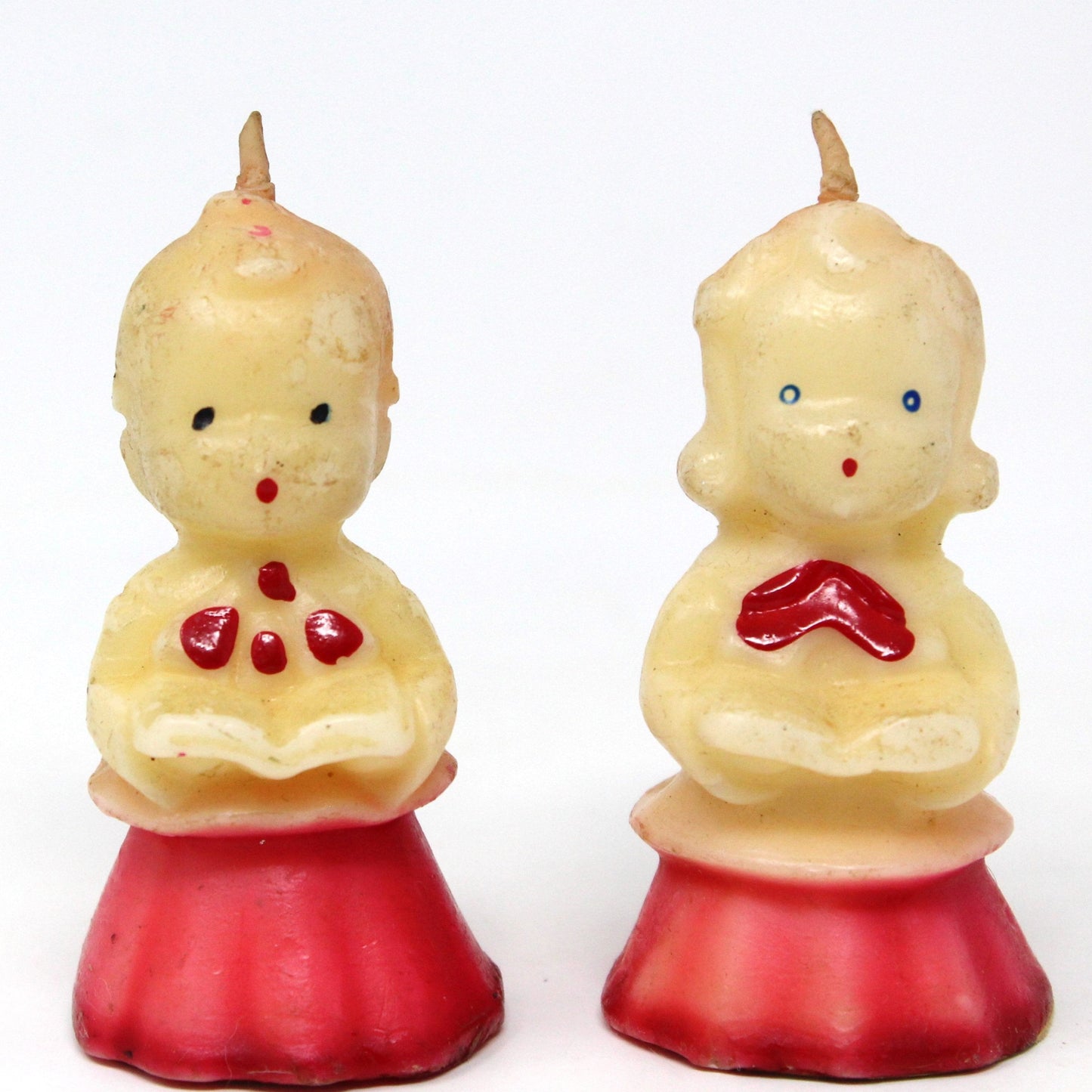 Candle, Gurley Novelty, Figural Christmas Choir Singer Caroler Girl & Boy, Vintage Collectibles